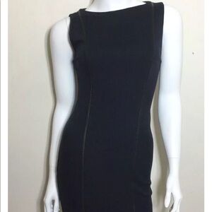 Alice + Olivia Employed Fitted Leather trim dress